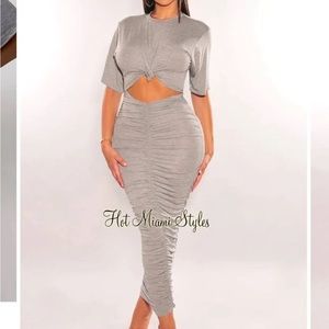 Hot Miami Styles - Rouched T Shirt Dress - BLACK